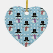 Cute Snowmen op Bleek blauw Patroon Keramisch Ornament (Voorkant)