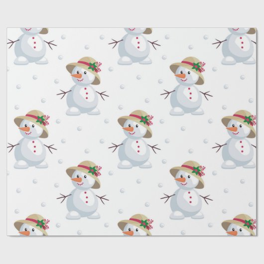 Cute Snowmen Pattern Cadeaupapier (Vlak)