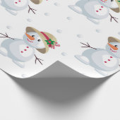 Cute Snowmen Pattern Cadeaupapier (Hoek)