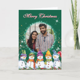 Cute Snowmen Photo Feestdagen Kaart