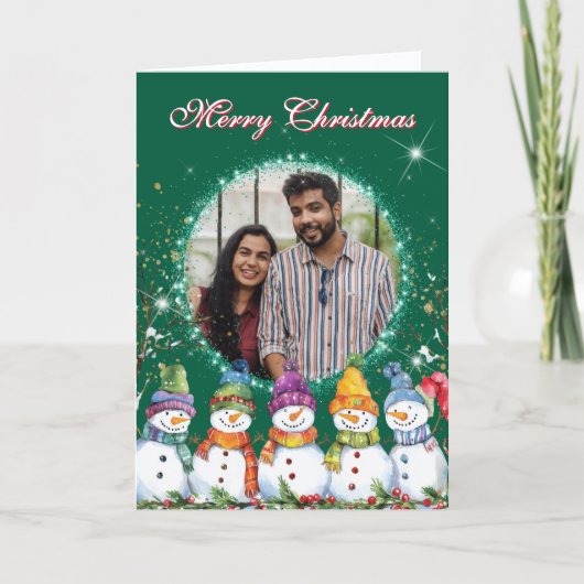 Cute Snowmen Photo Feestdagen Kaart (Voorkant)