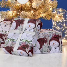 Cute Snowmen Prettige feestdagen Merry Kerstseizoe Cadeaupapier