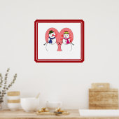Cute Snowmen Snowy Sweethearts - Sneeuw in liefde Poster (Keuken)