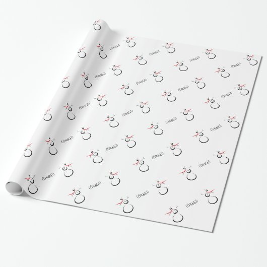 CUTE SNOWMEN Text Hug Cadeaupapier (Uitgerold)