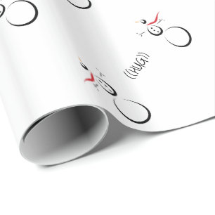 CUTE SNOWMEN Text Hug Cadeaupapier