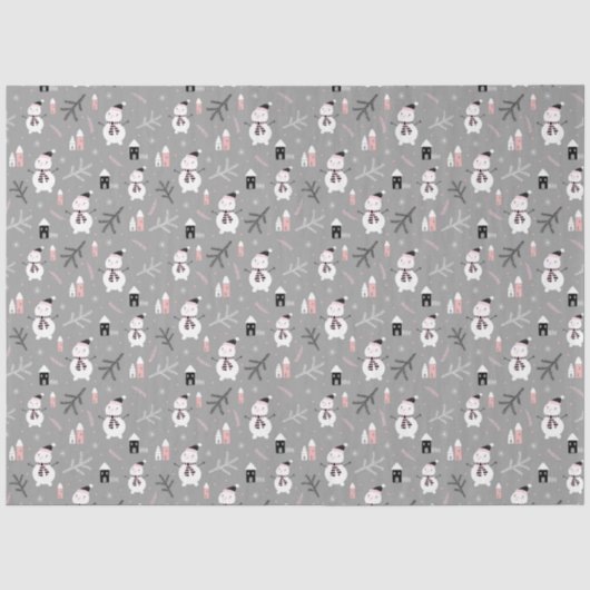 Cute Snowmen Tissue Paper Tissuepapier (Voorkant)