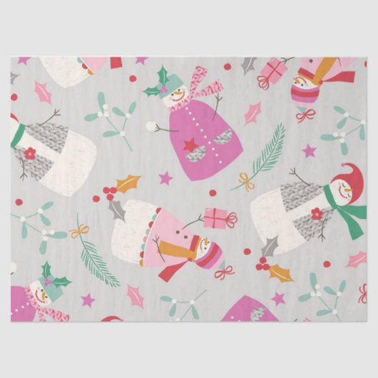 Cute Snowmen Tissuepapier (Voorkant)