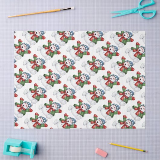 Cute Snowmen Tissuepapier (Craft)