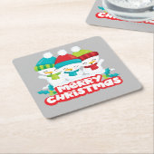 Cute Snowmen Trio Holiday Kartonnen Onderzetters (Schuin)