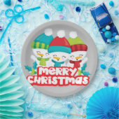 Cute Snowmen Trio Holiday Papieren Bordje (Feest)