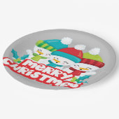 Cute Snowmen Trio Holiday Papieren Bordje (Gekanteld)
