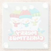 Cute Snowmen Trio Kerstmis Glazen Onderzetter (Achterkant)