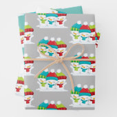 Cute Snowmen Trio Kerstmis Inpakpapier Vel (In situ)