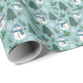 Cute Snowmen Winter Pattern Wrapping Paper Roll Cadeaupapier (Rol Hoek)