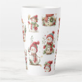 Cute snowmen with hats  latte mok (Voorkant)