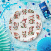 Cute snowmen with hats  papieren bordje (Feest)