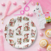 Cute snowmen with hats  papieren bordje (Feest)