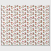 Cute snowmen with wooly hats cadeaupapier (Vlak)