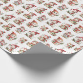 Cute snowmen with wooly hats cadeaupapier (Hoek)