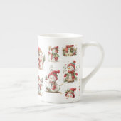 Cute snowmen with wooly hats porselein kop (Rechts)