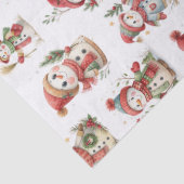 Cute snowmen with wooly hats  tissuepapier (Detail)