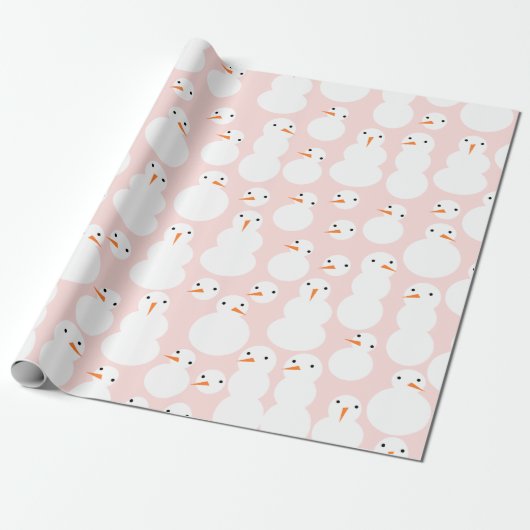 Cute Snowmen Wrapping Paper Cadeaupapier (Uitgerold)