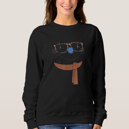 Cute Snowwoman Face Leopard Glasses Fun Winter Sno Trui (Voorkant)