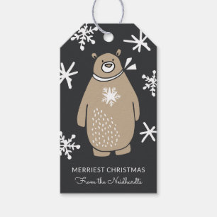 Cute Snowy Beer kerstfeestdag cadeautjes Labels Cadeaulabel