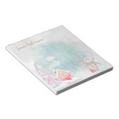 Cute Snowy Blue Roze Kerstman Winter Notitieblok (Schuin)