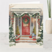 Cute Snowy Christmas Porch  Kaart (Voorkant)