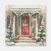 Cute Snowy Christmas Porch Magneet (Voorkant)