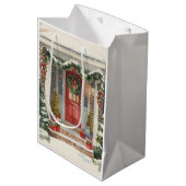 Cute Snowy Christmas Porch  Medium Cadeauzakje (Voorkant Gekanteld)