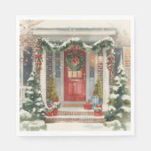 Cute Snowy Christmas Porch  Servet (Voorkant)