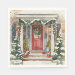 Cute Snowy Christmas Porch  Servet