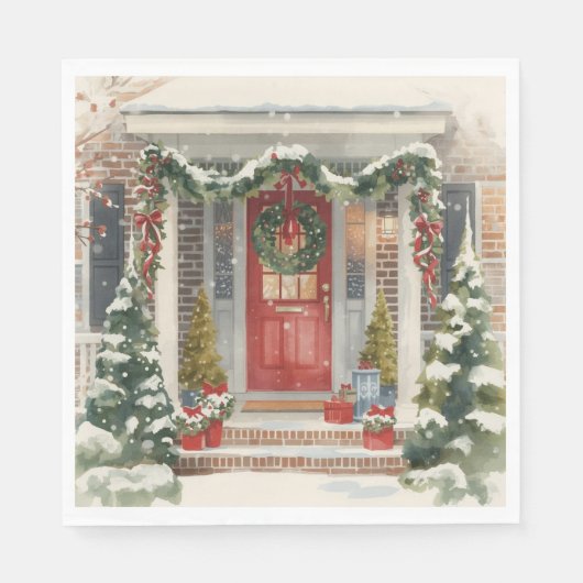 Cute Snowy Christmas Porch  Servet (Voorkant)