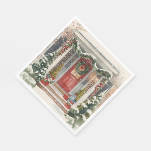 Cute Snowy Christmas Porch  Servet (Hoek)