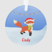 Cute Snowy Fox in Santa Hat Ornament (achterkant)