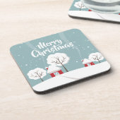 Cute Snowy Houses and Trees Kerstmis Bier Onderzetter (Linkerzijde)