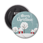 Cute Snowy Houses and Trees Kerstmis Button Flesopener (Voorkant)