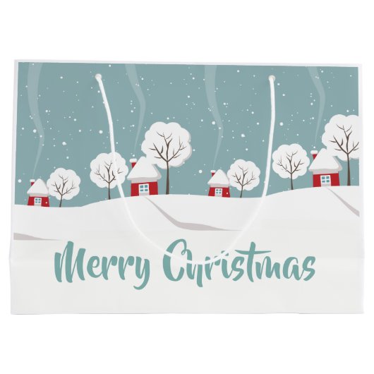 Cute Snowy Houses and Trees Kerstmis Groot Cadeauzakje (Achterkant)