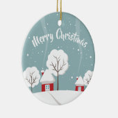 Cute Snowy Houses and Trees Kerstmis Keramisch Ornament (Rechts)