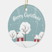 Cute Snowy Houses and Trees Kerstmis Keramisch Ornament (Links)