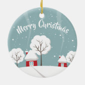 Cute Snowy Houses and Trees Kerstmis Keramisch Ornament (Achterkant)