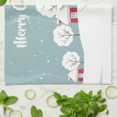 Cute Snowy Houses and Trees Kerstmis Theedoek (Gevouwen)
