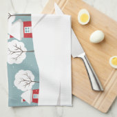 Cute Snowy Houses and Trees Kerstmis Theedoek (Quarter Fold)