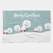 Cute Snowy Houses and Trees Kerstmis Theedoek (Horizontaal)
