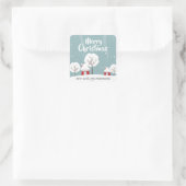 Cute Snowy Houses and Trees Kerstmis Vierkante Sticker (Tas)
