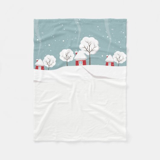 Cute Snowy Houses and Trees Winter Fleece Deken (Voorkant)
