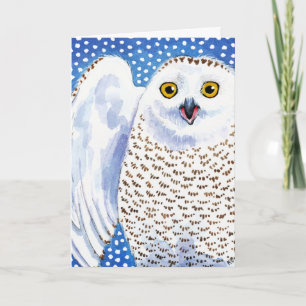 Cute Snowy Owl kerstwinterkaart Feestdagen Kaart