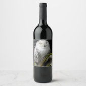 Cute Snowy Owl Wijn Etiket (Voorkant)